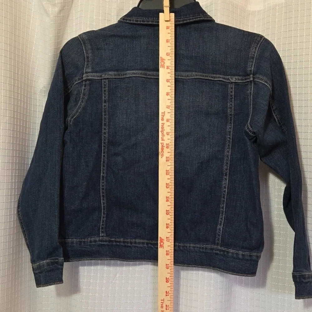 Childrens Place Dark Blue Denim Jacket M 7/8 girl Long Sleeve - Picture 3 of 6